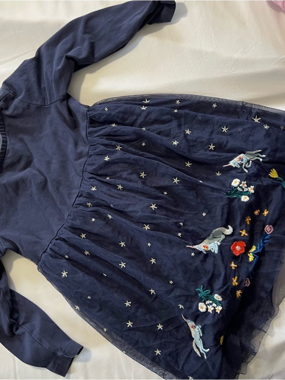 Hanna Andersson cat&jack pair Pink Tulle Dress & Navy Embroidered Unicorn Dress - Picture 2 of 5